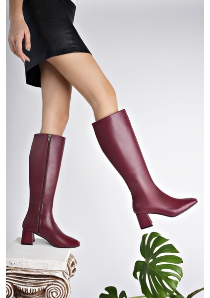 Karoline Garantili Küt Burun Yandan Fermuarlı Topuklu Kadın Çizme indirimleri