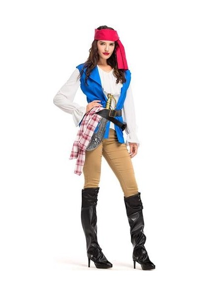 L Karnaval Cadılar Bayramı Çift Karayip Korsanları Kostüm Klasik Klasik Jack Kaptan Küpe Rol Oyunu Cosplay Süslü Parti Elbisesi | Tatil Kostümleri (Yurt Dışından) fiyatları