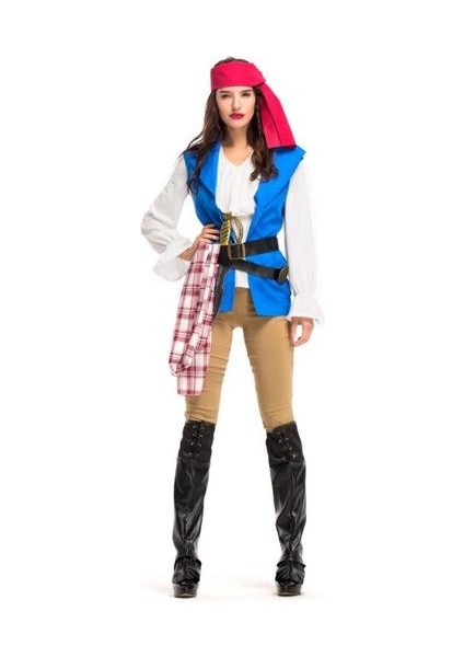 L Karnaval Cadılar Bayramı Çift Karayip Korsanları Kostüm Klasik Klasik Jack Kaptan Küpe Rol Oyunu Cosplay Süslü Parti Elbisesi | Tatil Kostümleri (Yurt Dışından) fırsatları