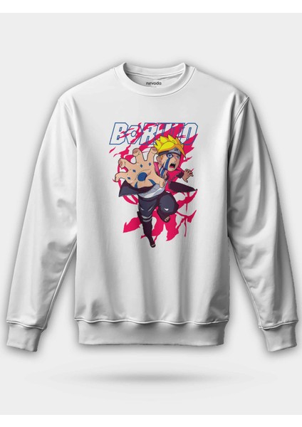 Boruto Naruto Baskılı Bisiklet Yaka Oversize Sweatshirt Anime Manga