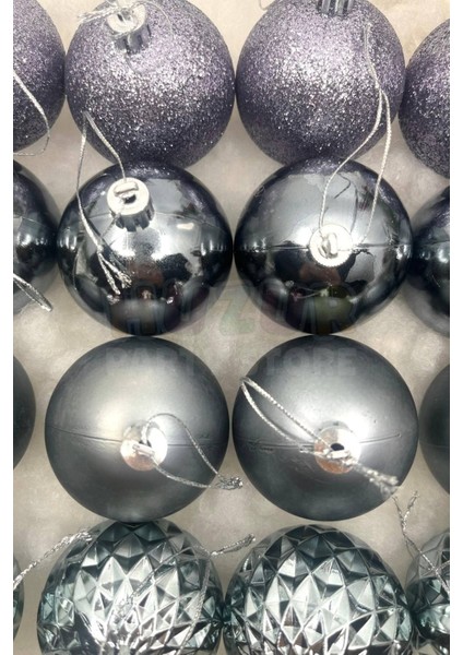 16'lı Koyu Gümüş Rengi Cici Top 6 cm Simli Mat Parlak Uzay Grisi Yılbaşı Yeni Yıl Çam Ağacı Süs modelleri
