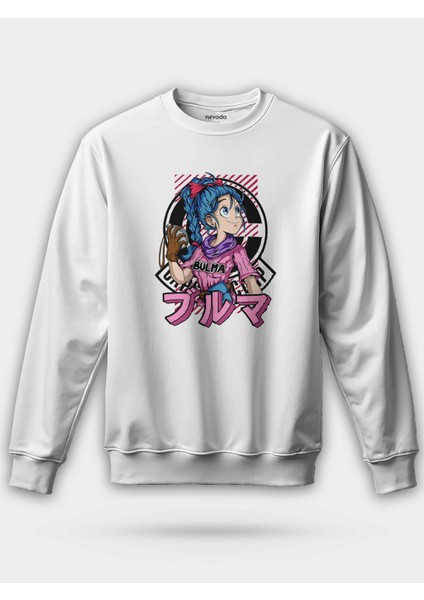 Bulma Dragon Ball Baskılı Bisiklet Yaka Oversize Sweatshirt Anime Manga