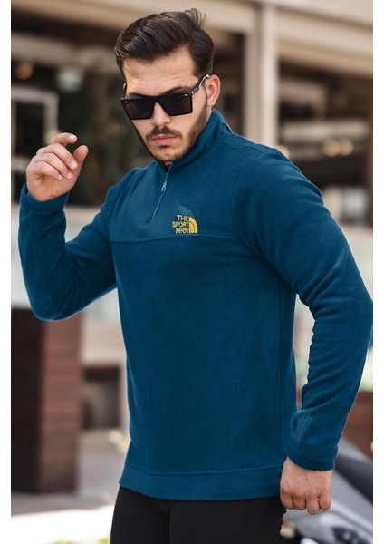 Nefti Unisex Nakışlı Dik Yaka Yarım Fermuarlı polar Sweatshirt- 2321 fiyatları