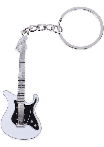 Gitar Beyaz Gitarist Hediye Anahtarlık Veya Çanta Süsü