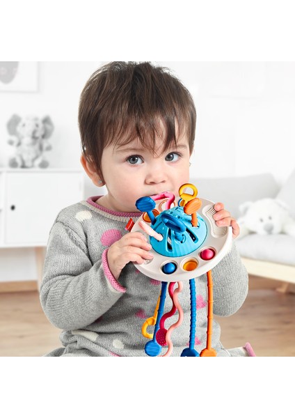 Baby Montessori Toys Pull String Sensory Toys Baby 6 12 Months Silicone Develop Teething Activity Toys For Kids Educational Toys (Yurt Dışından)