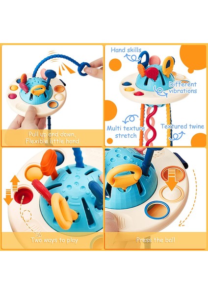 Baby Montessori Toys Pull String Sensory Toys Baby 6 12 Months Silicone Develop Teething Activity Toys For Kids Educational Toys (Yurt Dışından)