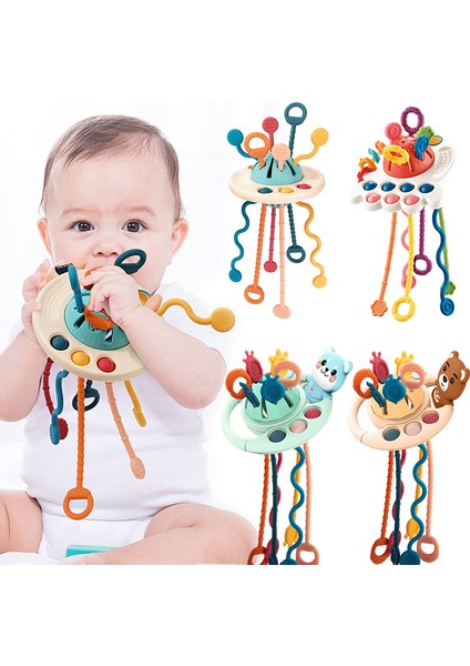 Bebek Montessori Oyuncakları Çekme Ipi Duyusal Oyuncaklar Bebek 6-12 Ay Silikon Geliştirme Diş Çıkarma Aktivite Oyuncakları Çocuklar Için Eğitici Oyuncaklar (Yurt Dışından)