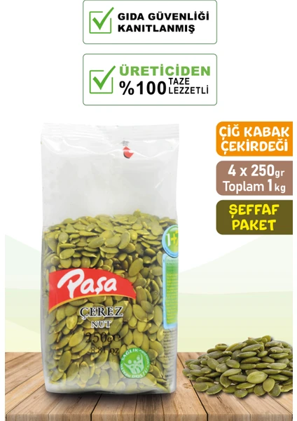 Paşa Kuruyemiş Çiğ Iç Kabak Çekirdeği Şeffaf Paket 250 gr x 4 Adet (1 Kg)