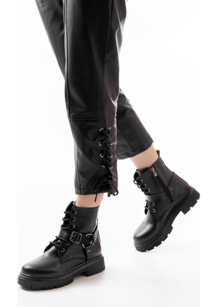 508-3038 Siyah Toka Aksesuarlı Fermuarlı Günlük Kadın Bot fiyatları