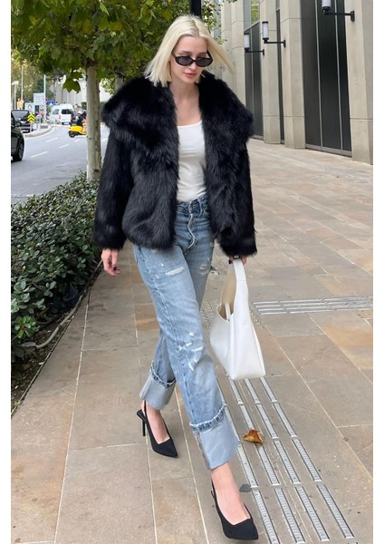 Siyah Yumuşak Dokulu Kadın Kürk Mont MG2204 fiyatları