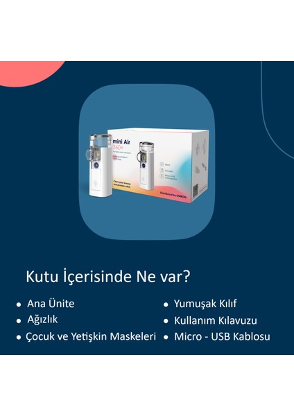 Mini Hava 360 + Taşınabilir Mesh Nebulizatör