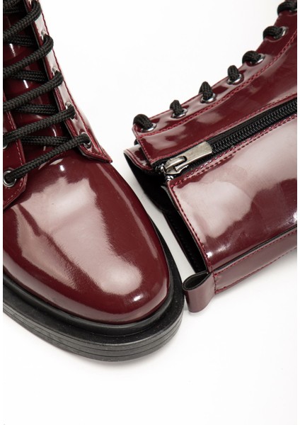 2024-2289 Bordo Rugan Bağcıklı Fermuarlı Günlük Kadın Bot fırsatları