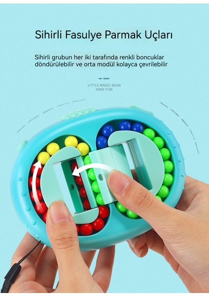 Çocuk Entelektüel Rubik Küpü Çift Taraflı Bilyalı Disk Dekompresyon Oyuncağı Parmak Ucu Gyro Dönen Sihirli Fasulye Eğitici Oyuncak (Yurt Dışından)