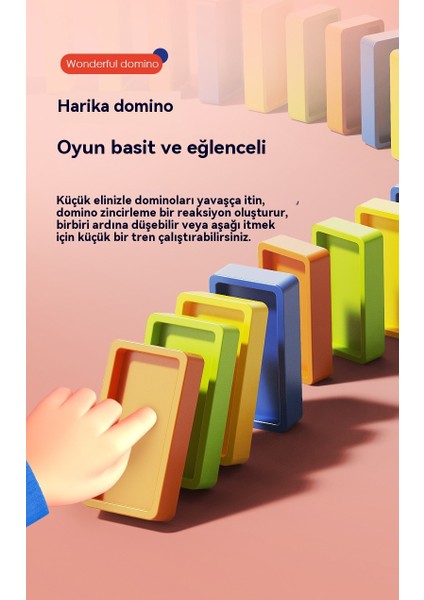 Küçük Tren Domino Atma Yapı Blokları Elektrikli Araba Çocuk Eğitici Oyuncaklar (Yurt Dışından)