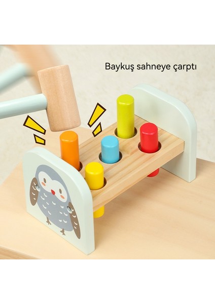 Küçük Çocuklar Erken Eğitim Ahşap Baykuş Renkli Kazık Platformu Eğitimsel Whack-A-Gopher El-Göz Koordinasyonu Eğlenceli Dövme Oyuncakları (Yurt Dışından)