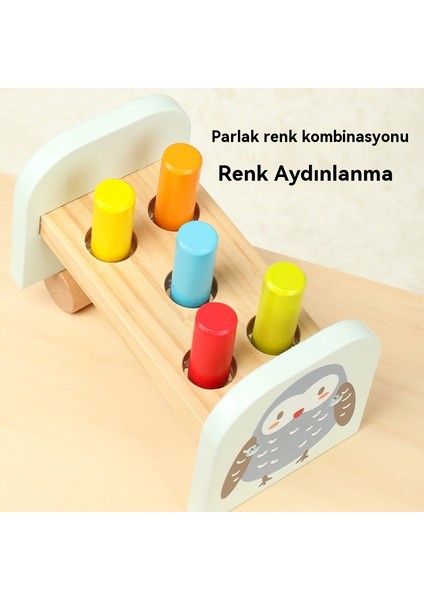 Küçük Çocuklar Erken Eğitim Ahşap Baykuş Renkli Kazık Platformu Eğitimsel Whack-A-Gopher El-Göz Koordinasyonu Eğlenceli Dövme Oyuncakları (Yurt Dışından)