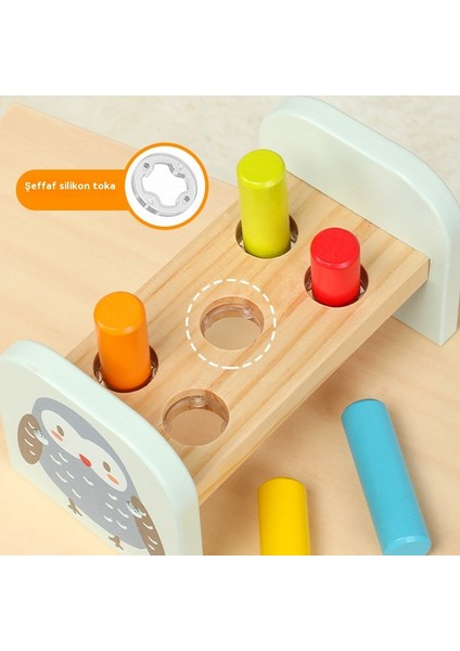 Küçük Çocuklar Erken Eğitim Ahşap Baykuş Renkli Kazık Platformu Eğitimsel Whack-A-Gopher El-Göz Koordinasyonu Eğlenceli Dövme Oyuncakları (Yurt Dışından)
