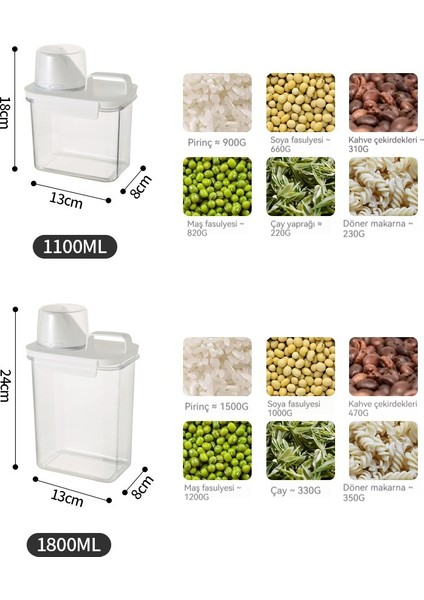 1100ML Depolama Konteynerleri Tam Tahıl Neme Dayanıklı Sızdırmazlık Kavanozları (Yurt Dışından)