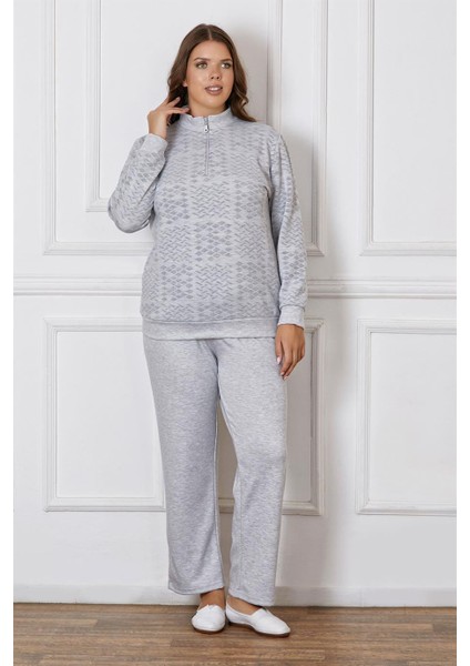 Battal Büyük Beden Uzun Kol Kışlık Pijama Takımı Dowry B09-125