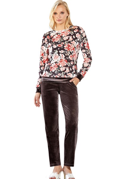 Kadife Uzun Kol Pijama Takımı Flz 89-60