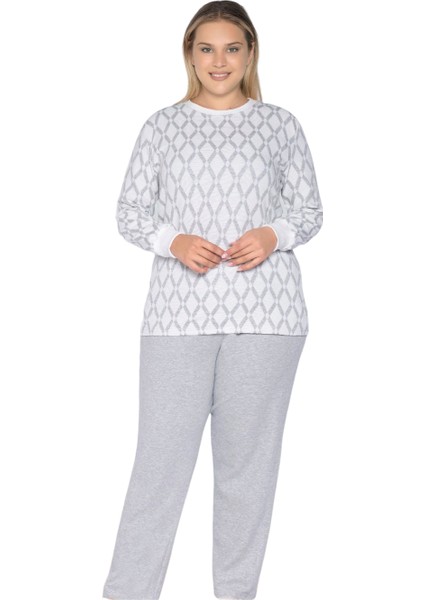 Büyük Beden Battal Uzun Kol Kışlık Pijama Takımı Dowry B09-123
