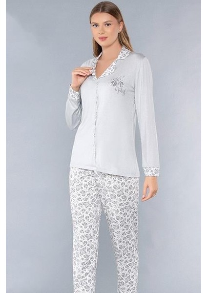 Zakkum Boydan Düğmeli Uzun Kol Gömlek Pijama Takımı Flz 89-104 fiyatları