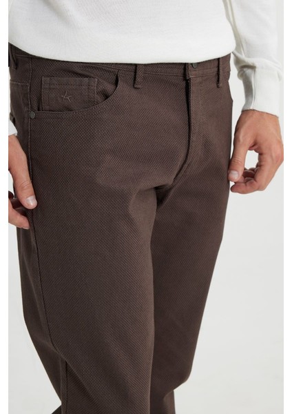 Slim Fit Dar Kesim Pamuklu Esnek Armürlü 5 Cep Kahverengi Pantolon fırsatları