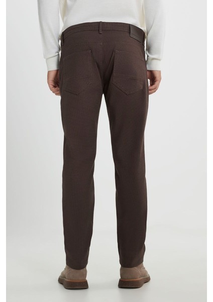 Slim Fit Dar Kesim Pamuklu Esnek Armürlü 5 Cep Kahverengi Pantolon indirimleri