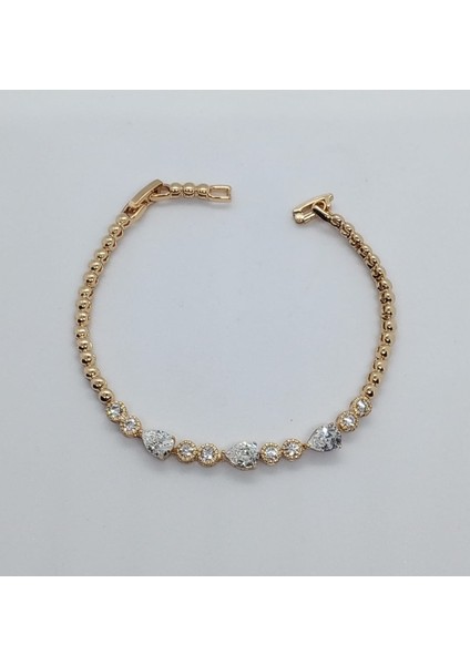 Kalp Zirkon Taşlı Rose Gold Dorika Zincir Bileklik fiyatları