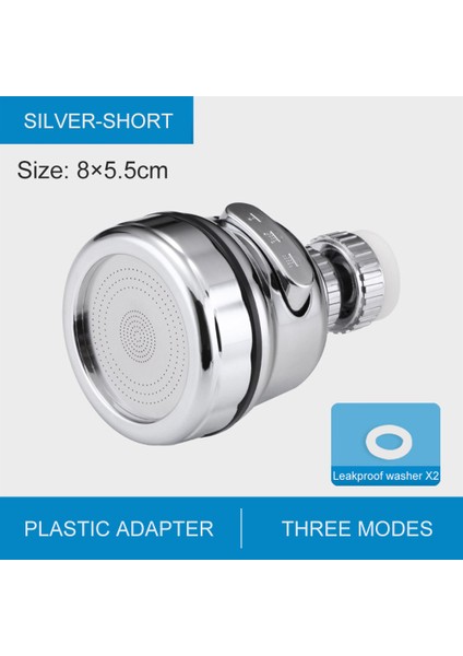 Gümüş Plastik Tarzı Mutfak Bataryası Uzatılmış Yüksek Basınçlı Musluk Aerator Su Tasarrufu Musluğu Başlığı Adaptörü (Yurt Dışından)