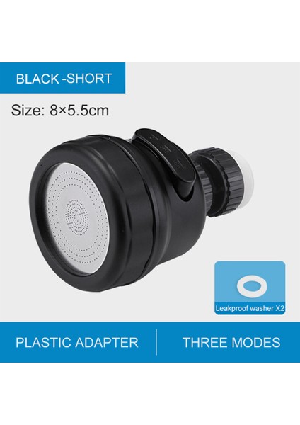 Siyah Plastik Tarzı Mutfak Bataryası Uzatılmış Yüksek Basınçlı Musluk Aerator Su Tasarrufu Musluğu Başlığı Adaptörü (Yurt Dışından)