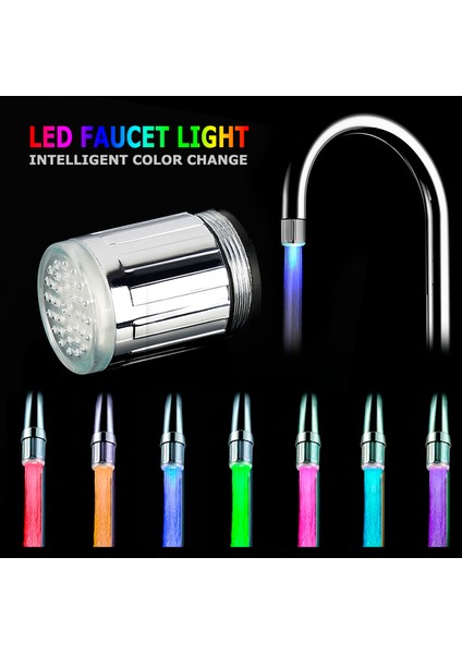 24 mm Adaptör Stili LED Işıklı Su Musluğu Değişen Parıltı Mutfak Duş Bataryası Su Tasarrufu Yenilikçi Luminous Musluk Başlığı Banyo Işık (Yurt Dışından) fiyatları