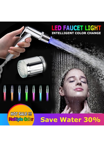 24 mm Adaptör Stili LED Işıklı Su Musluğu Değişen Parıltı Mutfak Duş Bataryası Su Tasarrufu Yenilikçi Luminous Musluk Başlığı Banyo Işık (Yurt Dışından) fırsatları