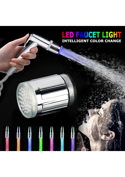 24 mm Adaptör Stili LED Işıklı Su Musluğu Değişen Parıltı Mutfak Duş Bataryası Su Tasarrufu Yenilikçi Luminous Musluk Başlığı Banyo Işık (Yurt Dışından) indirimleri