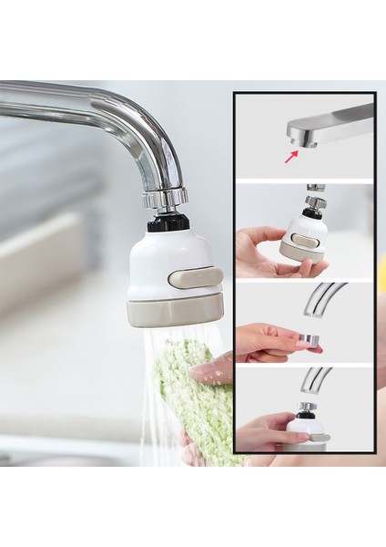 C Stili Lyfead 3 Modlu Musluk Aeratörü Mutfak Basınçlı Su Tasarrufu Ayarlanabilir Booster Musluk (Yurt Dışından) modelleri