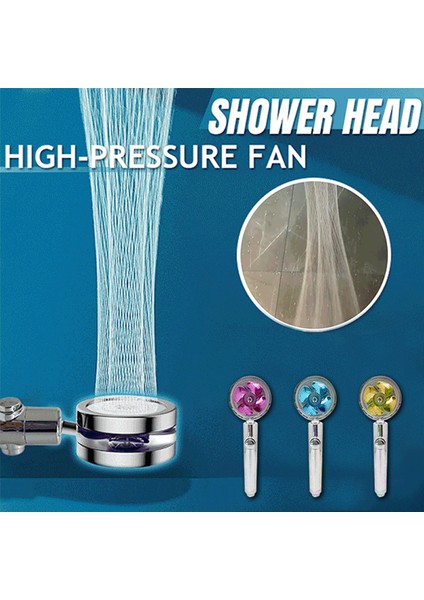 F Stili Yüksek Basınçlı Su Tasarrufu Sağlayan Duş Başlığı 360 Derece Dönebilen Küçük Fanlı El Masajı Duş Başlığı Dropship (Yurt Dışından) fırsatları
