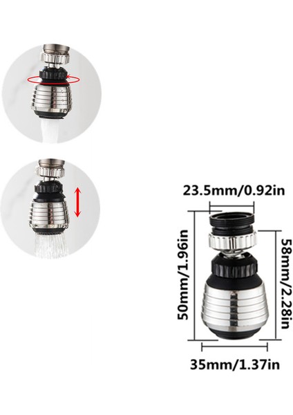 AC037 Stili Uzunluk Derece Mutfak Musluğu Aerator 2 Mod Ayarlanabilir Su Filtresi Difüzörü Su Tasarrufu Nozul Musluk Bağlantısı Duş (Yurt Dışından)