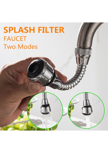 AC037 Stili Uzunluk Derece Mutfak Musluğu Aerator 2 Mod Ayarlanabilir Su Filtresi Difüzörü Su Tasarrufu Nozul Musluk Bağlantısı Duş (Yurt Dışından) fiyatları
