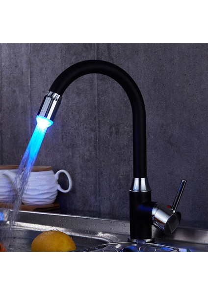 Tek Mavi Stil LED Işıklı Su Musluğu Değişen Parıltı Mutfak Duş Bataryası Su Tasarrufu Yenilikçi Luminous Musluk Başlığı Banyo Işık (Yurt Dışından)