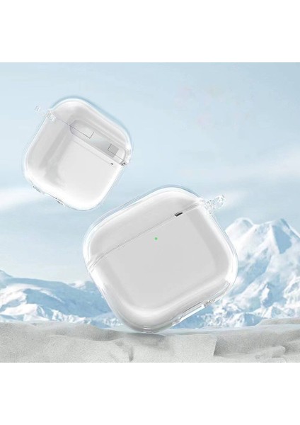 Apple Airpods 4. Nesil Uyumlu Kılıf Şeffaf Kristal Silikon Sert Pc Şeffaf Kılıf 14