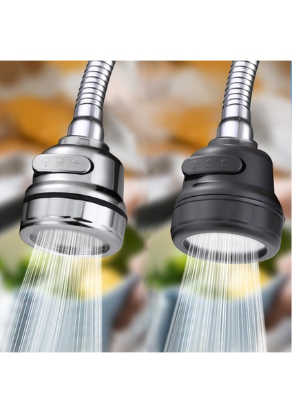 Gümüş 12CM Sert Stil Banyo Aksesuarları Duş Püskürtücü Için 3 Mod 360° Dönebilen Musluk Uzatıcı Mutfak Musluk Su Tasarrufu Nozül Filtre Adaptörü (Yurt Dışından)