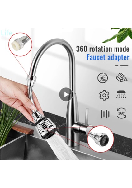 No.17 Stili 1 Bilgisayar Mutfak Aletleri 23 Modlu Dönebilen Köpüklü Yüksek Basınçlı Musluk Uzatıcı Su Tasarrufu Banyo Mutfak Aksesuarları Malzemeleri (Yurt Dışından)