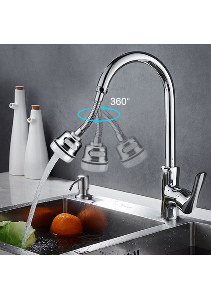 Gümüş 15CM Sert Stil Banyo Aksesuarları Duş Püskürtücü Için 3 Mod 360° Dönebilen Musluk Uzatıcı Mutfak Musluk Su Tasarrufu Nozül Filtre Adaptörü (Yurt Dışından) indirimleri