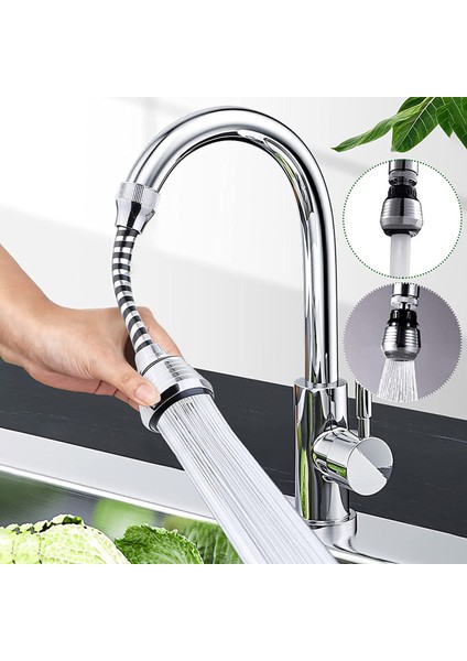 Gümüş Tarzı Mutfak Lavabo Bataryası Aerator Köpürtücü Ayarlanabilir Ikili Mod Püskürtücü Filtre Difüzör Su Tasarrufu Memesi Hortumla Bağlantıya Sahip (Yurt Dışından) fırsatları