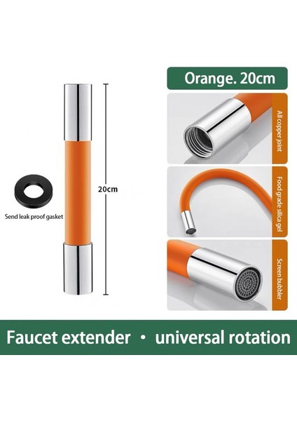 Turuncu 20CM Tarzı 1 Bilgisayar Evrensel Mutfak Musluk 360 Derece Dönebilen Su Tasarruflu Duş Bataryası Başlığı Uzatma Borusu Anahtarı (Yurt Dışından)