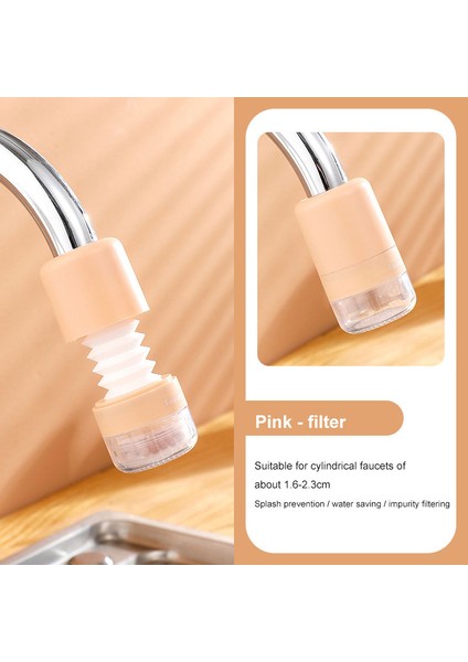 Pembe Stil 360 Derece Musluk Uzatma Banyo 3 Mod Ayarlanabilir Su Musluğu Uzatma Filtre Mutfak Su Tasarrufu Başlığı Lavabo Aksesuarları (Yurt Dışından)