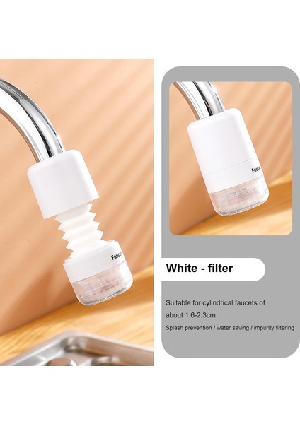 Beyaz Stil 360 Derece Musluk Uzatma Banyo 3 Mod Ayarlanabilir Su Musluğu Uzatma Filtre Mutfak Su Tasarrufu Başlığı Lavabo Aksesuarları (Yurt Dışından)