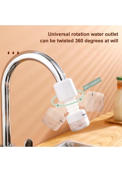 Beyaz Stil 360 Derece Musluk Uzatma Banyo 3 Mod Ayarlanabilir Su Musluğu Uzatma Filtre Mutfak Su Tasarrufu Başlığı Lavabo Aksesuarları (Yurt Dışından)