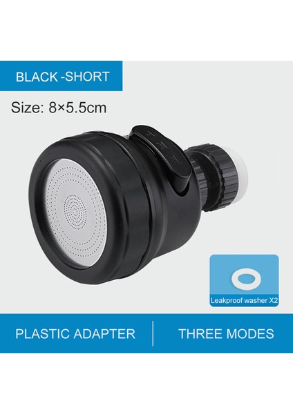 Siyah Plastik Tarzı Mutfak Musluğu Uzatma Aparatı 360° Dönebilen Yüksek Basınçlı Püskürtme Başlığı Tasarruflu Su Tasarruflu Musluk Aparatı Lavabo Aksesuarları (Yurt Dışından)