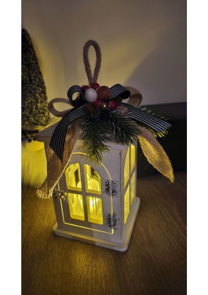 Dekoratif Fener ,yılbaşı Süsü, Ahşap Boyama Eskitme Noel Süsü, Christmas Hediyelik Fener fırsatları